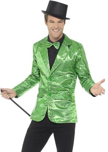 Smiffys Paillettenjacke für Herren, grün, Party & Karneval Fasching, Party-Kostüme