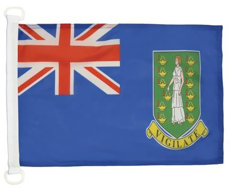 AZ FLAG - Drapeau Iles Vierges britanniques - 45x30 cm - Pavillon Nautique Anglais Spécial Bateau Et Extérieur En Maille Bloquée Avec Anneaux Plastiques Intégrés - 30g