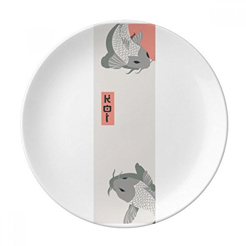 DIYthinker Traditional Japanese Chinese Culture Fish Decorative Porcelain Dessert Plate 8 inch Dinner Home Gift