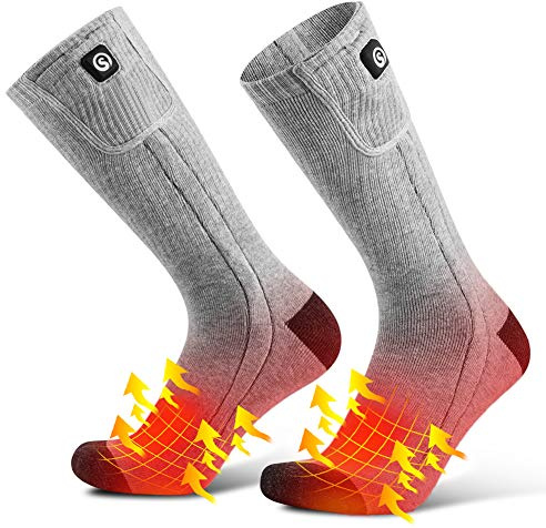 SAVIOR HEAT Heated Socks for Men Women, 150℉ Fast Heating Electric Ski Socks, 7.4V 2200mAh Rechargeable Battery Powered, Carbon Fiber Toe Warmers for Skiing Hunting Fishing Outdoor Work