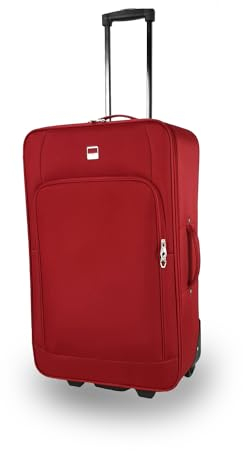 SIGN Stoffkoffer Trolley Reisekoffer Inline Rollen (Handgepäck-Mittel-Groß-Sehr Groß) (Rot, Handgepäck (51cm))