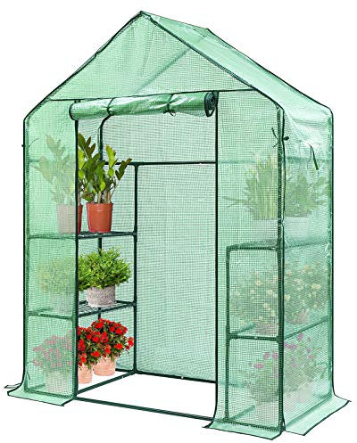 VIVOSUN Invernadero 143x73x195 cm con 4 estantes 3 Niveles Ideal para Tomates Flores Plantas jardín balcón terraza Resistente Cubierta de PE Estructura metálica fácil Montaje