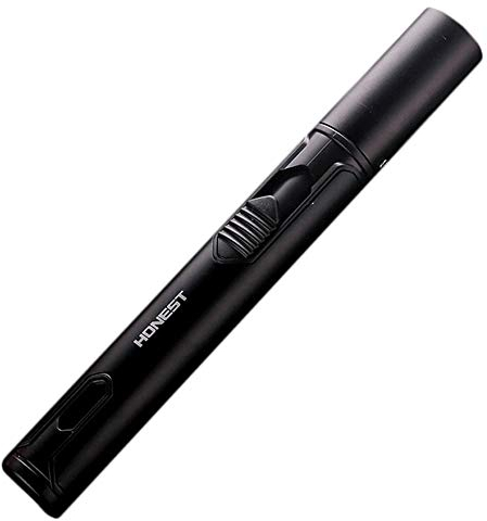 Lang Feuerzeug Lighter Torch Stabfeuerzeug Jet Flame Nachfüllbarer für Kerzen Feuerwerk Küche Grill Kerzenanzünder (Butangas Nicht im Lieferumfang enthalten),Black