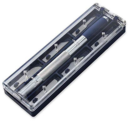 Ferrestock Bistouri de précision 6 lames en métal caoutchouté, ergonomique, métallique