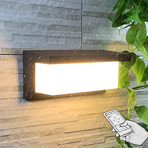 VOMI Lampe Solaire Extérieur LED Applique avec Détecteur de Mouvement Étanche IP65 Jardin Aluminium Lumière Murale avec Télécommande 4 Modes pour Porche Balcon Terrasse Cours Noir 15W,3000k