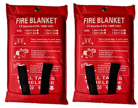 Toneeko 2 mantas ignífugas grandes para cocina, chimenea, barbacoa, coche, camping (1,8 x 1,8 m)