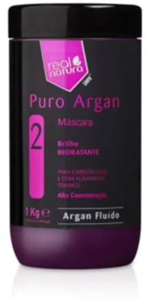 Real Natura - Máscara Sin Sal Puro Argán - Hidratación Intensa - Reparación Profunda - Ideal para Cabello Seco y Dañado - Fragancia Duradera - 1 kg