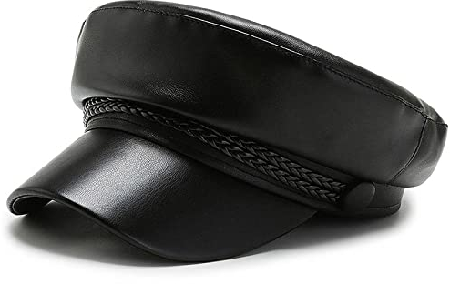 XYIYI Damen Fiddler Cap Newsboy Hut PU Leder Visor Baskenmütze Cap Paperboy Gatsby Hut