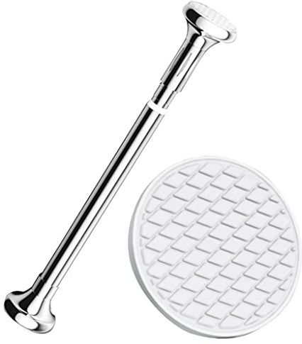 Tringle à rideau ronde en acier inoxydable pour fenêtres ou douches, sans perforation, 35 à 220 cm, argent, argent - 150 ~ 220 cm