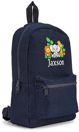 Lobeko Personalised Mini Backpack Kids Rucksack with Name Toddler Bag for Nursery, School, Travel & PE Embroidered Childrens Backpack with Unicorn, Dinosaur, Safari, Football Designs
