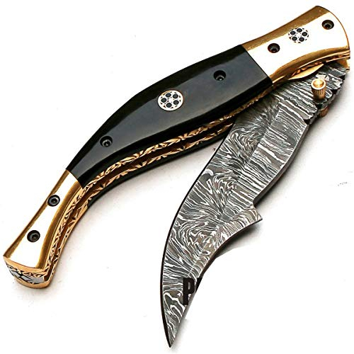 PAL 2000 KNIVES Couplé à la main personnalisé - couteaux en acier Damas - couteau avec gaine en cuir (8735)