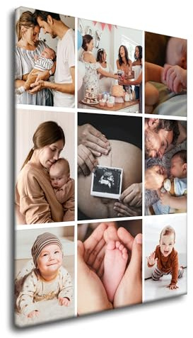 GP TONER Ihr FOTO auf Leinwand Personalisierte Multi Foto Ihr eigenes Bild auf Leinwand mit Holzrahmen Kunstdruck Bild Collage Foto 50x70 cm