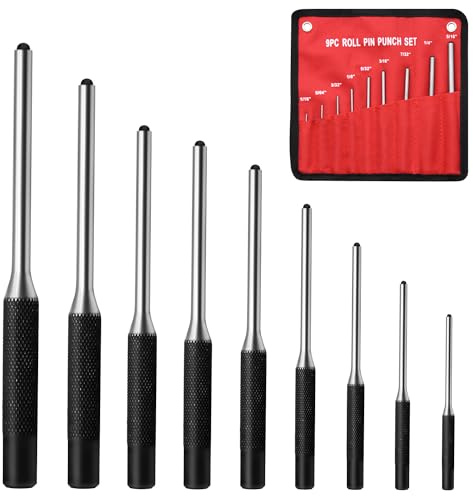 Pin Punch Set, 9pcs 1/16 - 5/16 Removing Repair Tools with Storage Pouch, Great for Automotive, Watch Repair, Jewelry and Craft