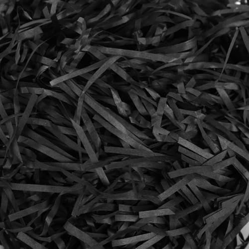500g Raffia Füllmaterial Geschenk, Schwarz Hamper Shreds, Raffia Geschreddertes Papier, Geschenk Füllmaterial für Geschenkbox Dekorations DIY Party Füllung Filling Material Gift Shred Paper black
