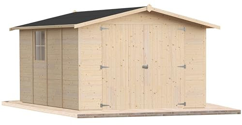Casetta da giardino in legno per esterno 12Mq 300x400 20mm MADE IN ITALY mod. PERUGIA (Con Pavimento e Grondaia, Ki2 2 Finestre Apribili)