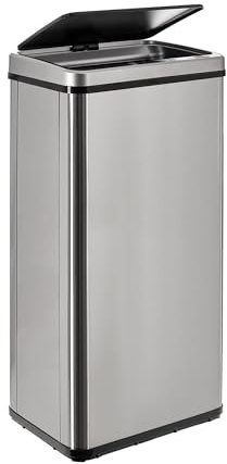 Intelligenter Mülleimer ohne Beine mit automatischem Öffnen oder manuellem Kontakt, 60 l, Höhe: 79,5 x 35,5 x 26 cm, Grau.