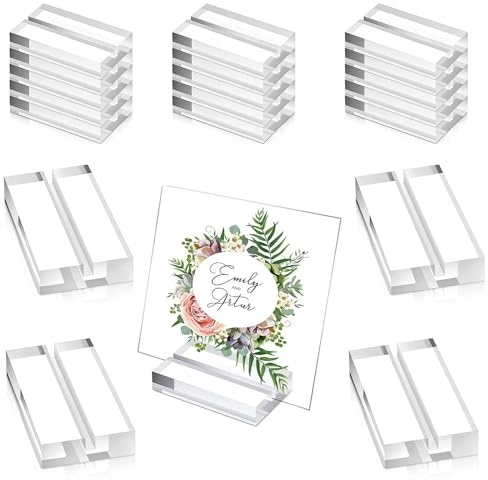 YXJDWEI 20 Stück Acryl Kartenständer Tischkartenhalter Postkartenständer Transparent Fotohalter 50x30x10mm für Visitenkarte Memos Bilder Menüs