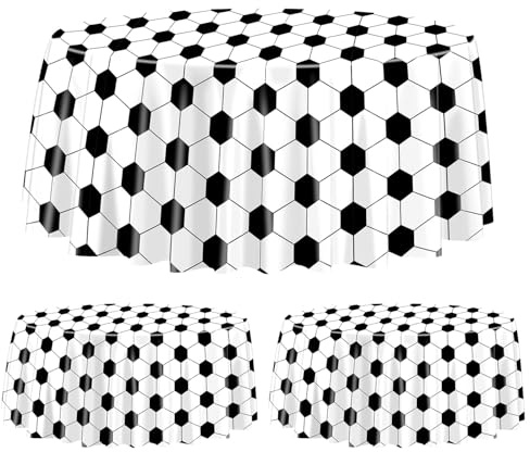 3 Manteles Redondos De Plástico para Fiesta de Fútbol, Suministros para El Día del Partido, Cumpleaños Infantil, Baby Shower, Equipo Deportivo, 213 X 213 Cm