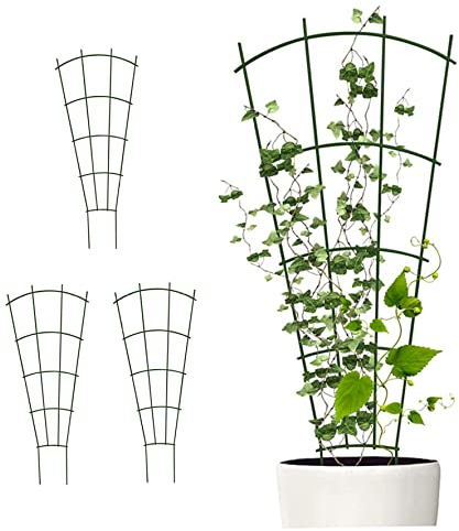 OnIUeZky 4PCS -Gitter für Kletteranlagen 40 cm Pflanze für Garten hohe Starke Metallschlangen für Kletterpflanzen in Töpfen im Innenbereich Schwarz (Wellenform)
