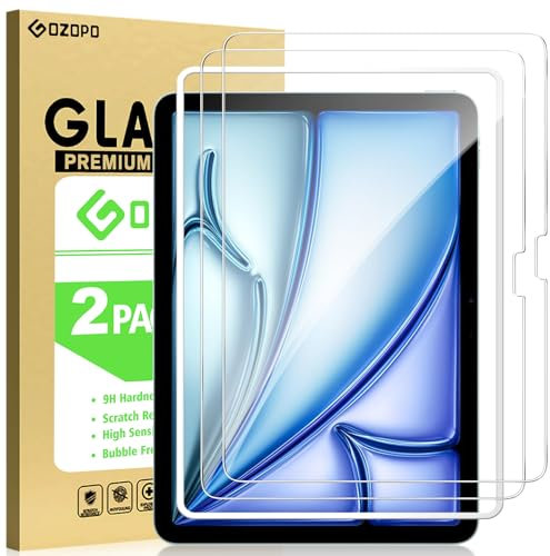 GOZOPO Screen Protector for iPad Air 11 Inch M3 2025/ M2 2024, with Installation Frame HD Clear Tempered Glass Film - 2 Pack