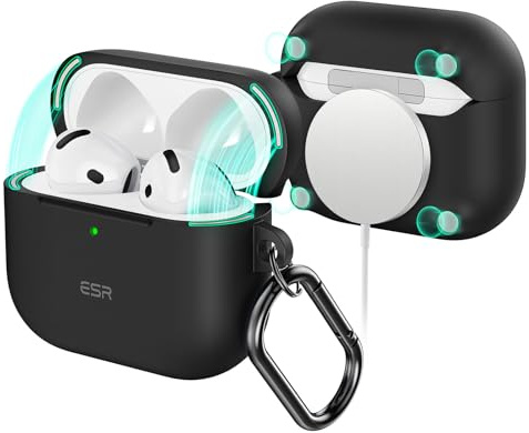 ESR Hülle für AirPods 4 (2024), kompatibel mit MagSafe, Schwarz