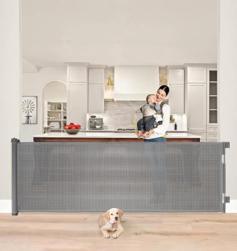 The Fellie Türschutzgitter Ausziehbar, Extra Breit Treppenschutzgitter 0-300cm, Treppenschutzgitter ohne Bohren, Schutzgitter Treppe für Kinder und Haustiere, Geeignet für Innen & Außen, 86 cm Höhe