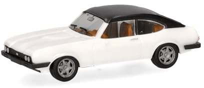 Herpa Modellauto Ford Capri Vinyldach, diamantweiß, Miniatur im Maßstab 1:87, Sammlerstück, Made in Germany, Modell aus Kunststoff