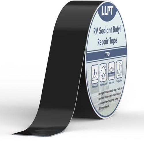 LLPT Svart butyltejp | Vattentätt tätningsmedel | Vattentätt tätningsband för husvagn | Extra stark butyltejp (SV62110BK2) | 51 mm x 15 m