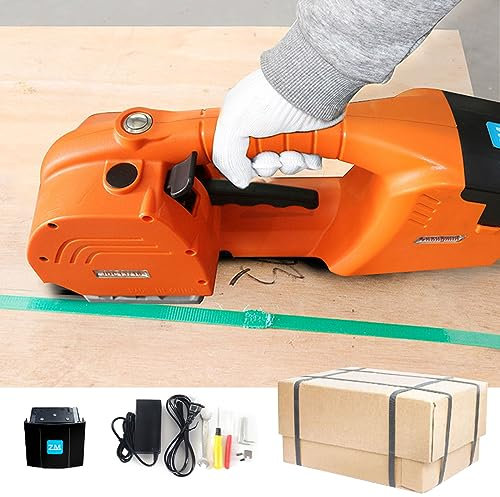 Machine De Cerclage éLectrique – Sangle Pp/Pet, Presse à Thermofusible Automatique 3200 N, AlimentéE Par Batterie 6000 Mah, Soudure/Emballage/Coupe, Environ 300 à 350 Courroies,1Battery
