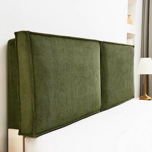 Gleedipre Französischer Stil Bettseitenkissen Hautfreundlicher Cord Kollisionssicher Abnehmbar Bettkopfteil Weich gepolsterte Rückenlehne(Grün,180x60cm/Ohne Kopfteil)