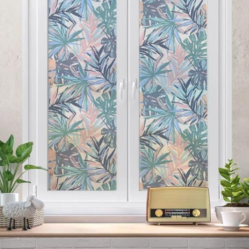 Milchglasfolie Pink Green Graffiti Fensterfolie Selbstklebend Milchglasfolie Fenster Bad Fenster Sichtschutzfolie Fensterfolie Blickdicht Folie für Fenster Folie Fenster Sichtschutz 40x120cm/4 Pcs