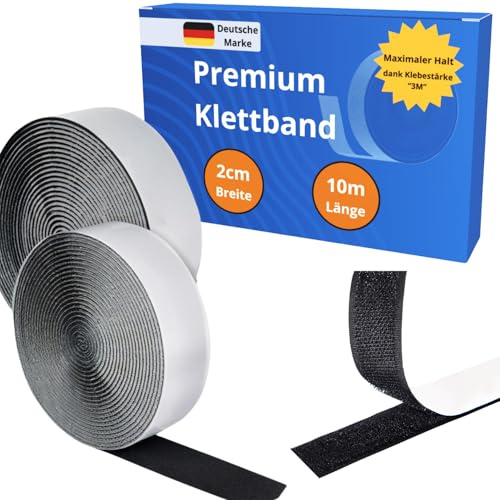 Kardborreband 10 m x 2 cm Power-vidhäftning – dubbelsidig självhäftande individuellt skuren kardborrestängning med självhäftande yta 3 M