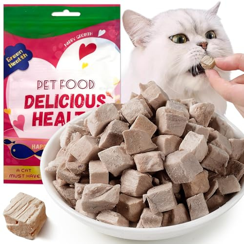 50g Snack Liofilizado, Snacks para Gatos, Bocadillo para Gatos, Snack liofilizado de Pollo para Gatos, Snack Comestible para Gatos para Masticar, sin Gluten y sin azúcar(Pato)