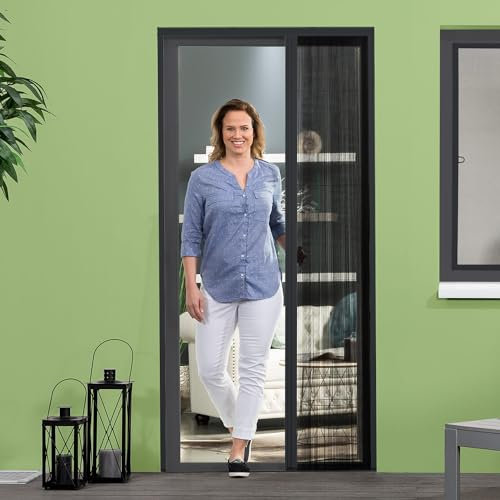 empasa Insektenschutz Plissee Tür EM23 Fliegengitter Schiebetür aus Aluminium für Balkon oder Terrasse, individuell zuschneidbar, in verschiedenen Größen, weiß oder anthrazit