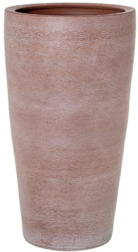 DRW Macetero Redondo de Ceramica en Terracota 38x38x70 cm