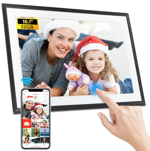 Cornice digitale da 10,1 pollici WiFi, 32 GB di archiviazione Smart Digital Photo Frame IPS HD Touch Screen con rotazione automatica, condividi foto o video tramite l'app Frameo