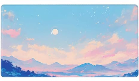 Gaming Mauspad XXL,900 x 600 x 3mm Mousepad Verlängertes Groß Mauspad Schreibtischauflage,Genähte Kanten rutschfeste Gummibasis,Verbessert Präzision Geschwindigkeit Home Office Rosa Landschaft L-5103