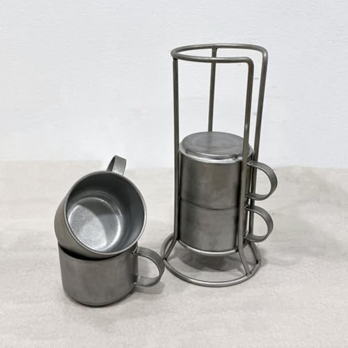 Outdoor Adventure Ready - Set di 5 tazze da caffè a doppia parete, in acciaio INOX, con supporto