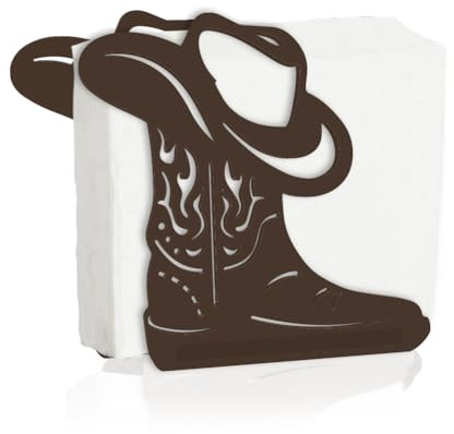 SUPERDANT Western Style Wooden Napkin Holder for Tables Cowboy Boots Wood Serviette Holders 3D Hollow Carving Cocktail Paper Tissue Dispenser Practical Decoration for Kitchen Dining Room Cafe