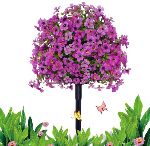xowwyue Artificiale Viola - Topiaria Fiorita Colorata Decorativa,Piante Colorate per Portico Esterno, Arbusti Finti per Giardinaggio e Siepe Privacy