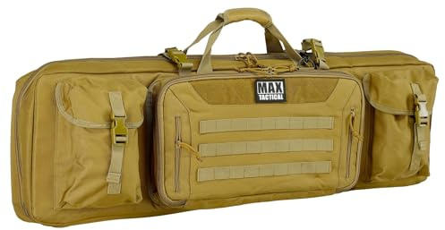MAX Tactical Heavy Duty Deluxe Gewehrtasche – Single & Double Rifle Bag, taktisches Langwaffen-Futteral gepolstert mit Seitenfächern & Wabenschaum, für Zubehör