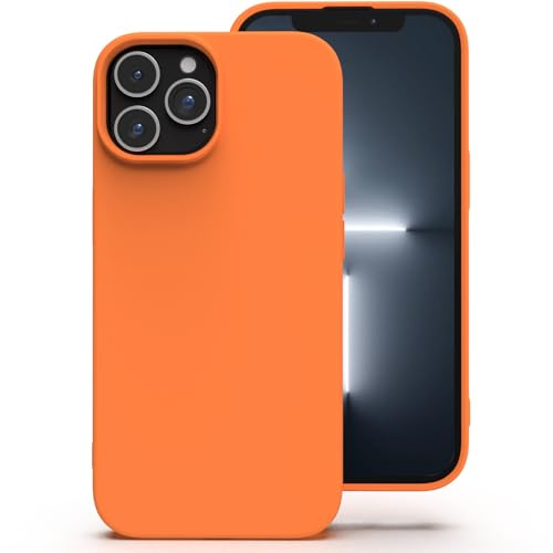 Zuvirelx Silikon Handyhülle für iPhone 13 Pro Max Hülle, Weiches Griff, Dünne, Minimalistisch, Stoßfest, rutschfest, Taschenpassend - Orange