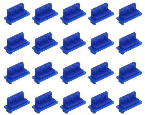 PATIKIL 0.6 Inch USB Type A Dust Plug, 20 Pcs Anti Dust Plug Cover Silicone Charging Cap Port Cover Protector Female End for USB Computer Cell Phone Port Device, Blue