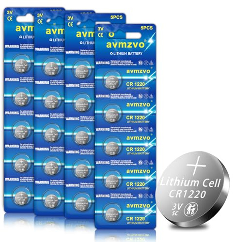 avmzvo Lot de 20 piles bouton CR1220 au lithium CR 1220,3 V | Anti-fuite, longue durée de vie, emballage sûr pour les enfants