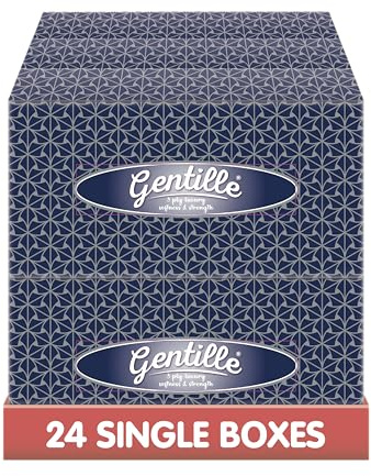 Gentille Facial Tissues – 24-Pack | Soft 3-Ply Tissues | Ultra-Plush, Premium Strength | Made in UK (Regular)