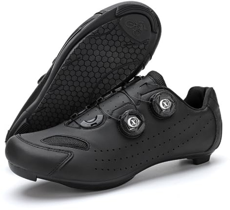 Cykelskor herr dam cykelskor sneaker utomhus inomhus halkfria och andningsbara cykelskor snurra skosträng bekväma sneaker No-Lock gummisula cykelskor, Svart, 35.5 EU