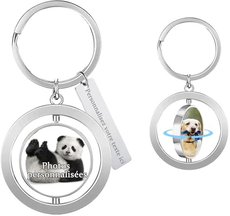 Porte Clef Personnalisable Porte Clé Photo Personnalisé Cadeau Personnalisé Homme Femme Idéal pour Anniversaire Noël Saint-Valentin