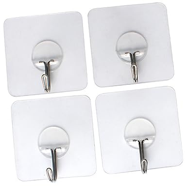 Hoement 12 Stück Teiliges Transparenter Starker Klebehaken aus Langlebigem Material Nahtloser Wandhänger mit Extra Starkem Haftband Rückstandsfrei Entfernbar für Küche Schlafzimmer und
