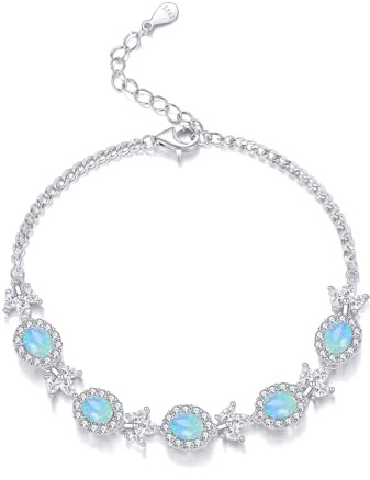 ZADIUA Opal Armband 925er Sterlingsilber Opal Armbänder für Frauen verstellbar Geburtsstein Oktober Schmuck Geschenke (1)