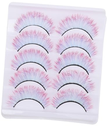 GANAZONO 5paires Cils Colorés Plusieurs Faux Cils pour Maquillage et Cosplay Look Eye-catching